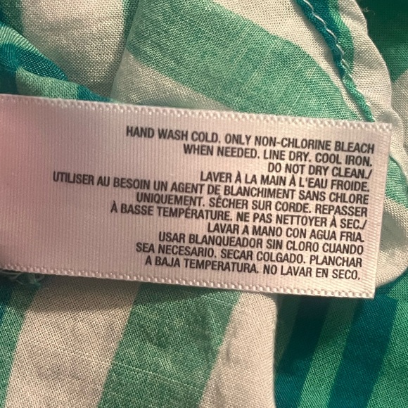 OLD NAVY SZ XL GREEN WHITE MULTI BUTTON FRONT BLOUSE EUC - Picture 9 of 10